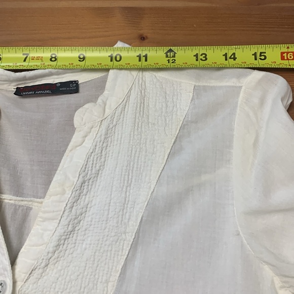 Devoted Sheer Ivory Tunic, Lightweight, Airy, 100% cotton, w Roll Up Sleeves - Picture 5 of 8